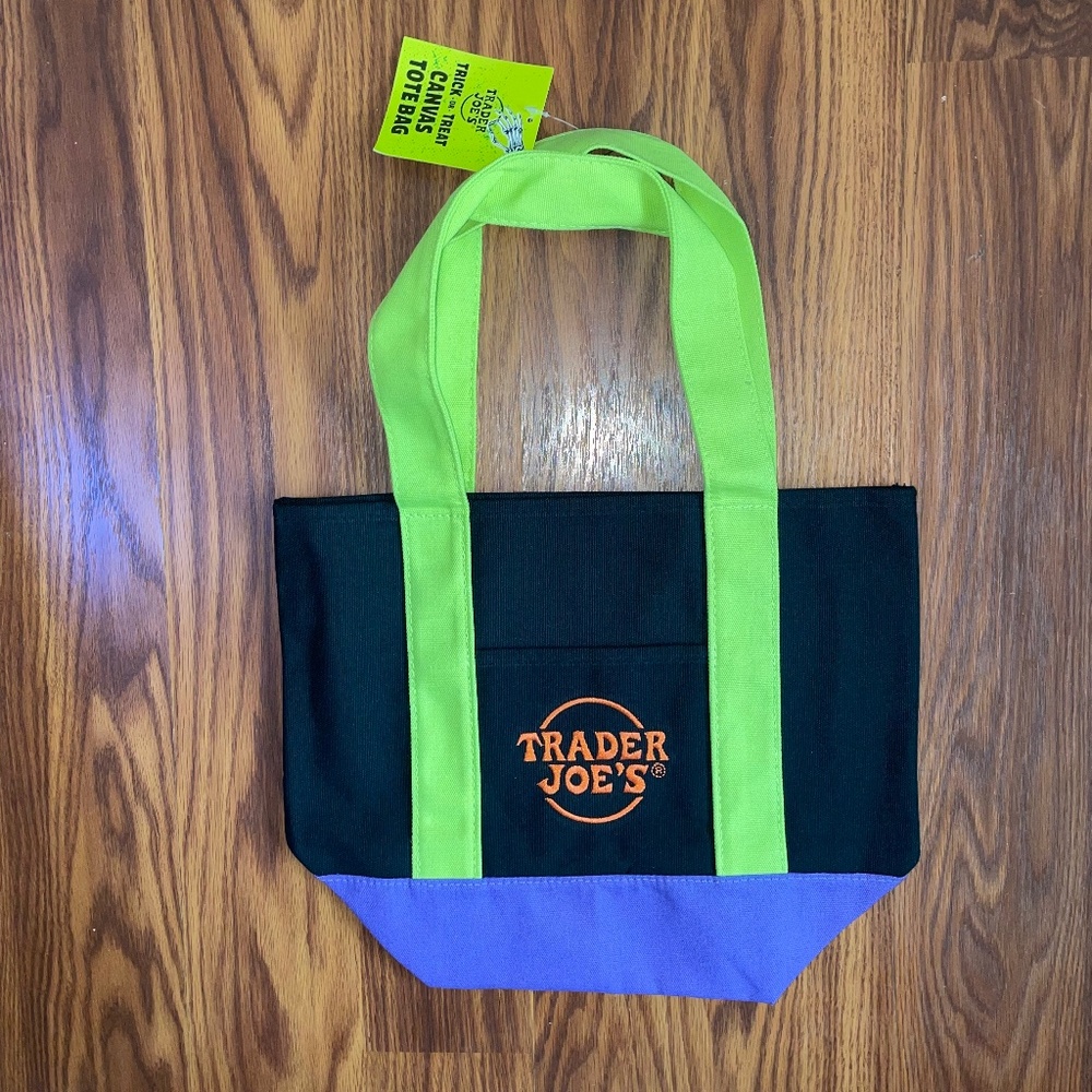 NWT Trader Joe’s Limited Edition Trick or Treat Mini Canvas Tote Bag Multi Color